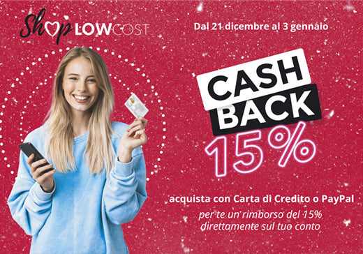 Cashback: acquista qualsiasi capo e ricevi indietro il 15% della spesa!